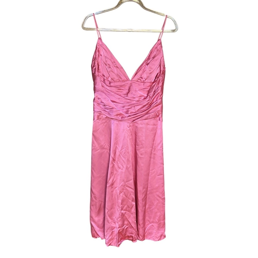 Vtg Y2K Babydoll Pink Satin Midi Dress 6 Prom Fairy Coquette Prom Wedding Guest